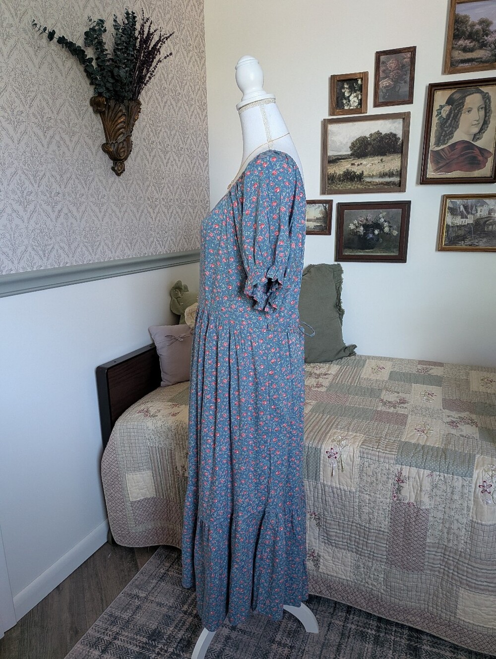 April Cornell Modern Prairie Rosebud Floral Dress Blue L - Picture 2 of 12